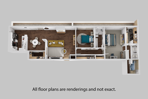 Floor plan for 2 beds, 2 baths, 1350 sqft